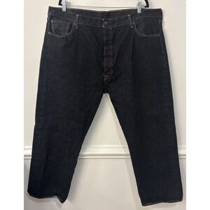 Levi's 501 Mens 46x30 Dark Wash Blue Straight‎ Leg Button Fly Jeans
